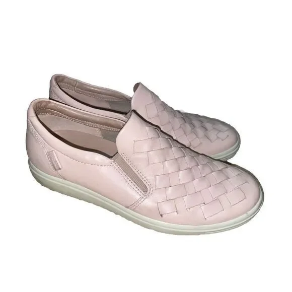 ECCO Soft 6 Woven Slip-On‎ Sneaker in Rose Dust Leather - Picture 3 of 8